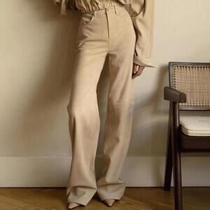 Elegant Tan Women's Pants in suede